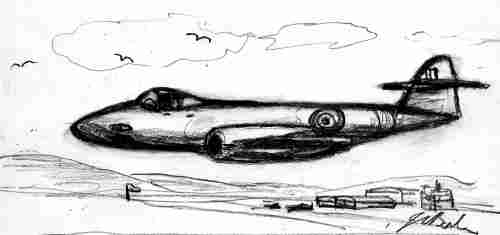 Sketch of a Meteor F8 Jet Aircraft