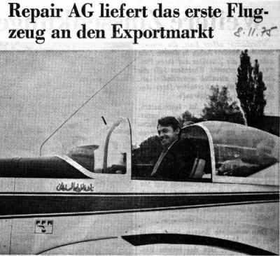 Clive Hall in an aircraft. Aircraft with pilot.