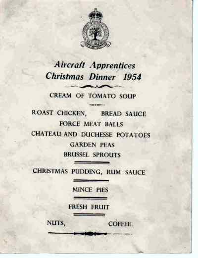 A menu for a meal.